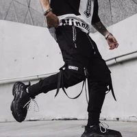 sports joggers mens cargo pants ribbons pockets streetwear sweatpants spring and summer fashioin hip hop male casual trousers
