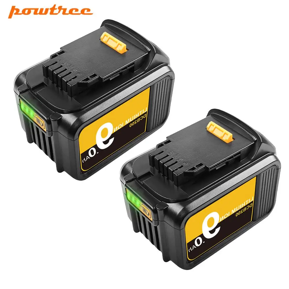 Powtree 18/20V 9.0Ah DCB200 литийионный Аккумулятор для Батарея DeWalt Макс XR електричюеского