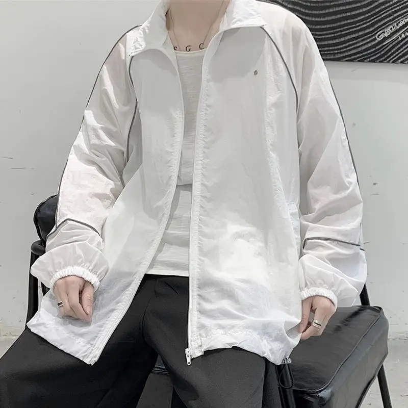 

2021 new reflective stripe sun protection jacket male summer Korean version trend wild loose thin jacket student class service