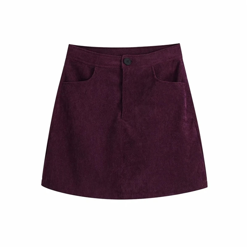 

YOSICIL Fashion Women Two Piece Set Top And Skirt 2021 Loose Long Jacket Coat Corduroy Outfits Pockets Skirts Sets