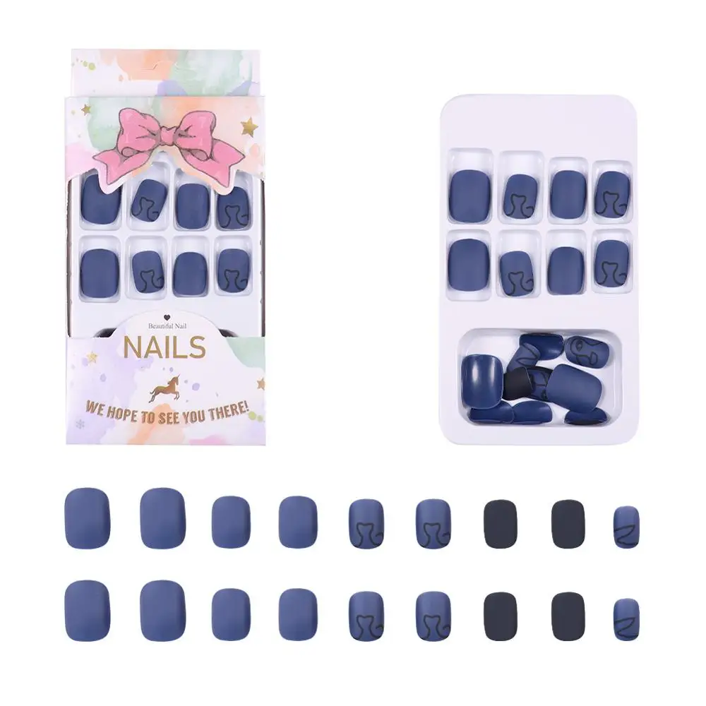 24pcs False Nail Tips Full Cover Press On Nails No Adhesive Artificial |