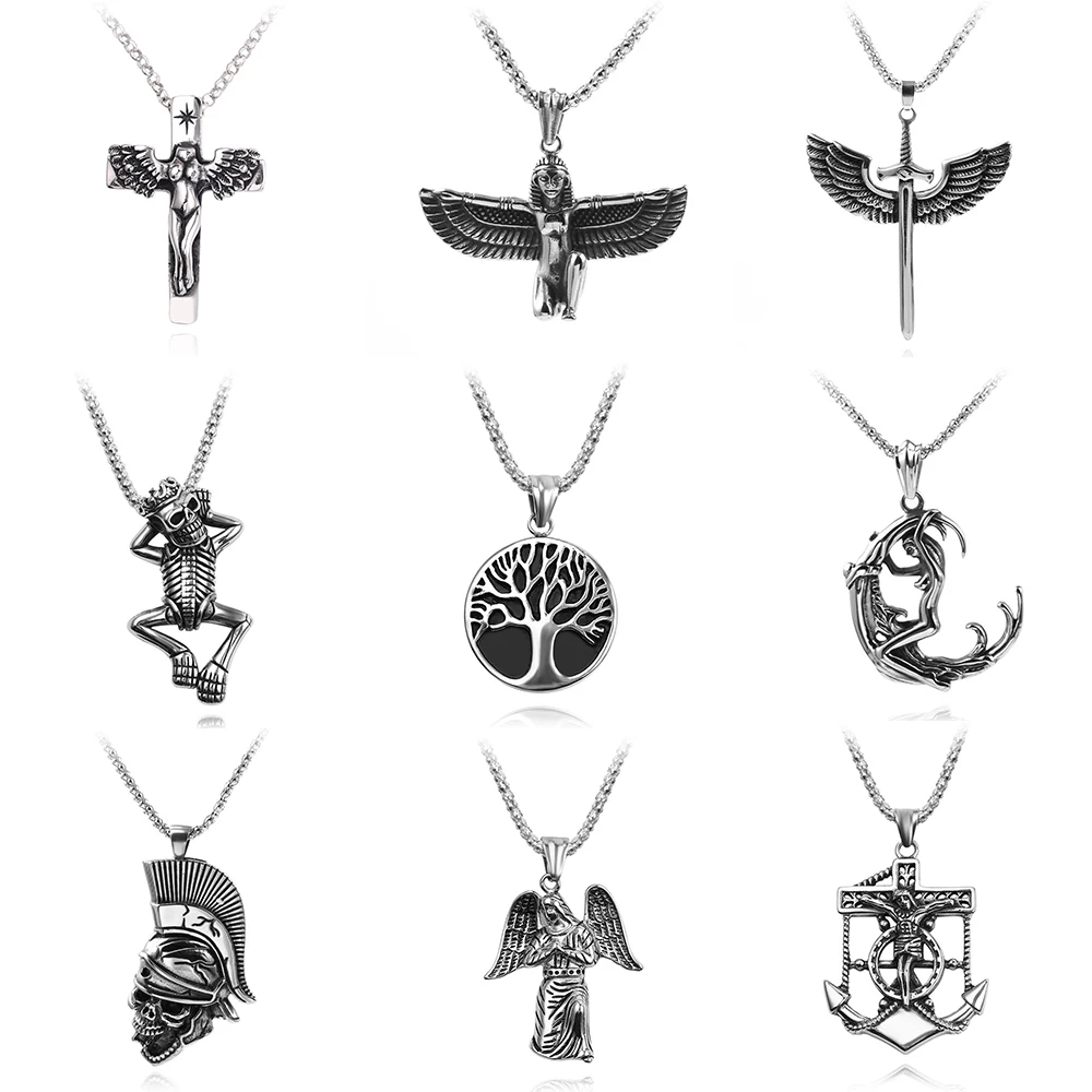 Винтажное ожерелье с подвеской русалкой в стиле панк изображением Иисуса