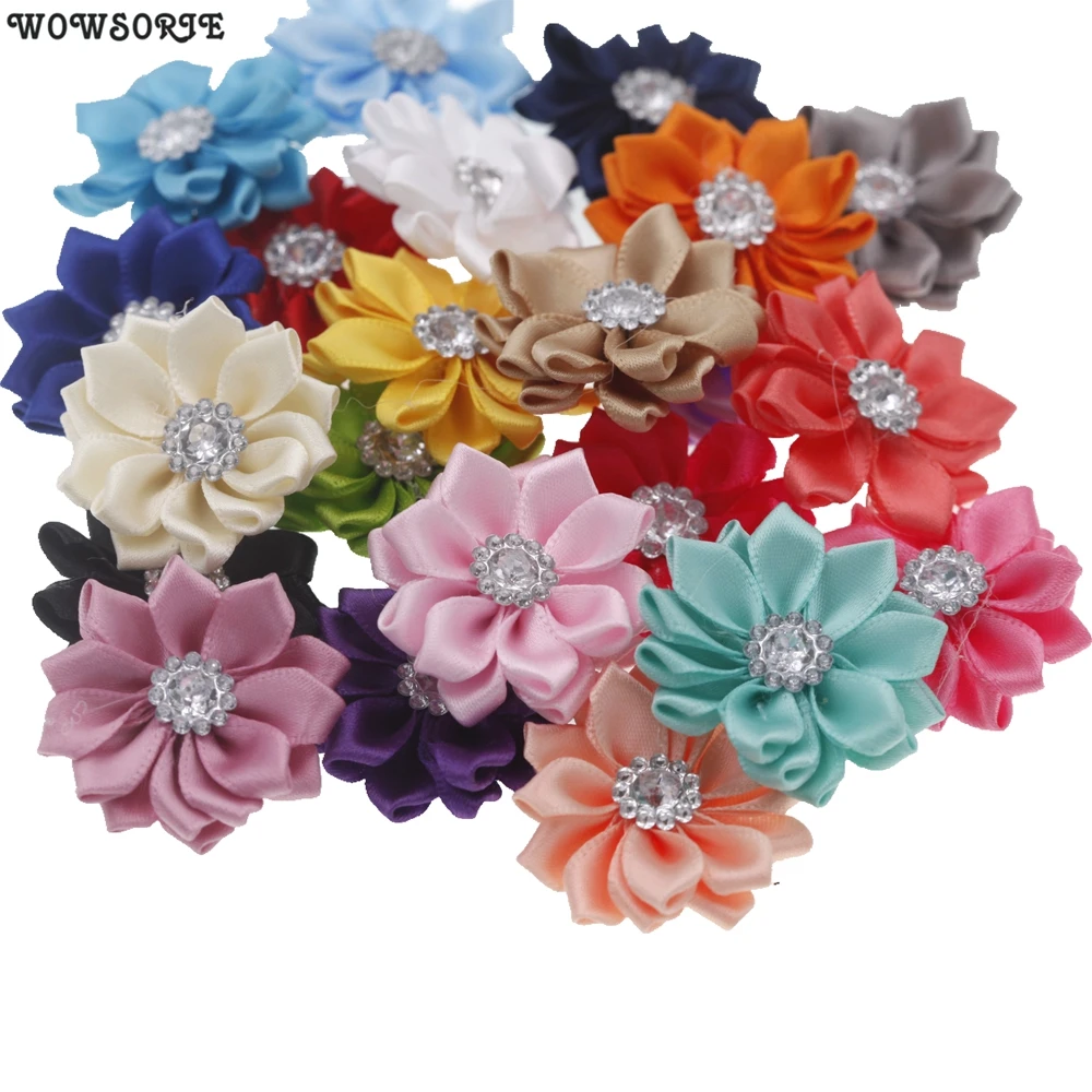 

20pcs 3.8cm artificial flower bouquets Rhinestone DIY Flowers Home decoration hair accessories for Headband No hair Clips