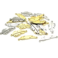 5pcslot stainless steel leaves leaf charms connectors gold necklace pendant bracelet making for diy jewelry findings handmade