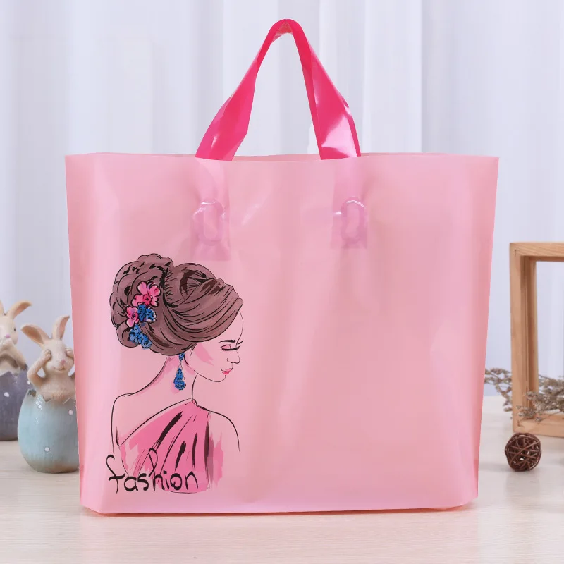 pink crown girl Толстые большие пластиковые хозяйственные сумки толстые бутик Подарочная одежда упаковка пластиковая подарочная сумка с ручкой 10 шт несколько узоров - Цвет: pink crown girl