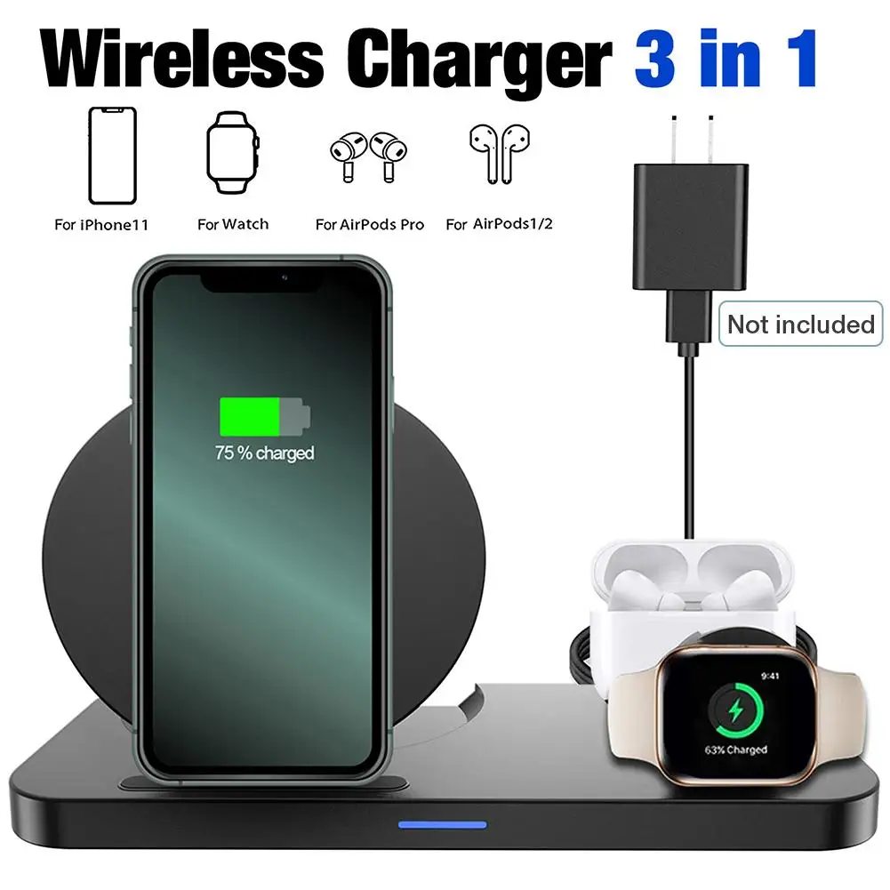 Беспроводное зарядное устройство 3 в 1 док станция для быстрой зарядки iphone 11 XS MAX X 8