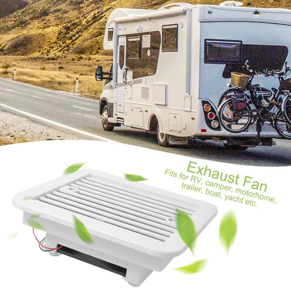 

Exhaust Fan Plastic Cooling Waterproof 12V/24V Rv Trailer Caravan Side Air Vent Ventilation Blade Fan White 1 Set