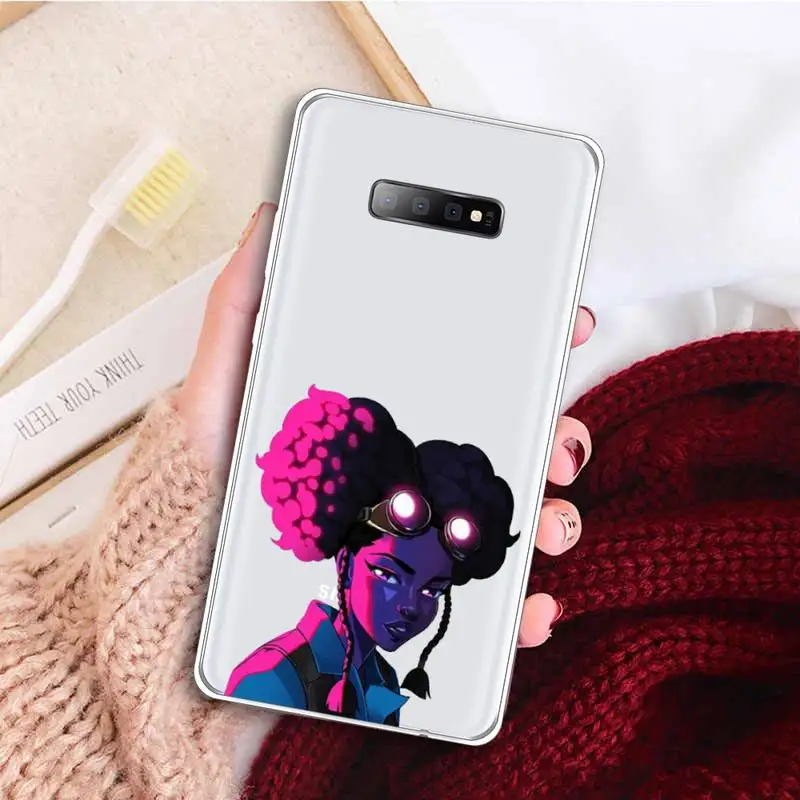 

Afro Girls WomenPhone Case Transparent For Samsung Galaxy A 71 21s S note 8 9 10 plus 20 ultra