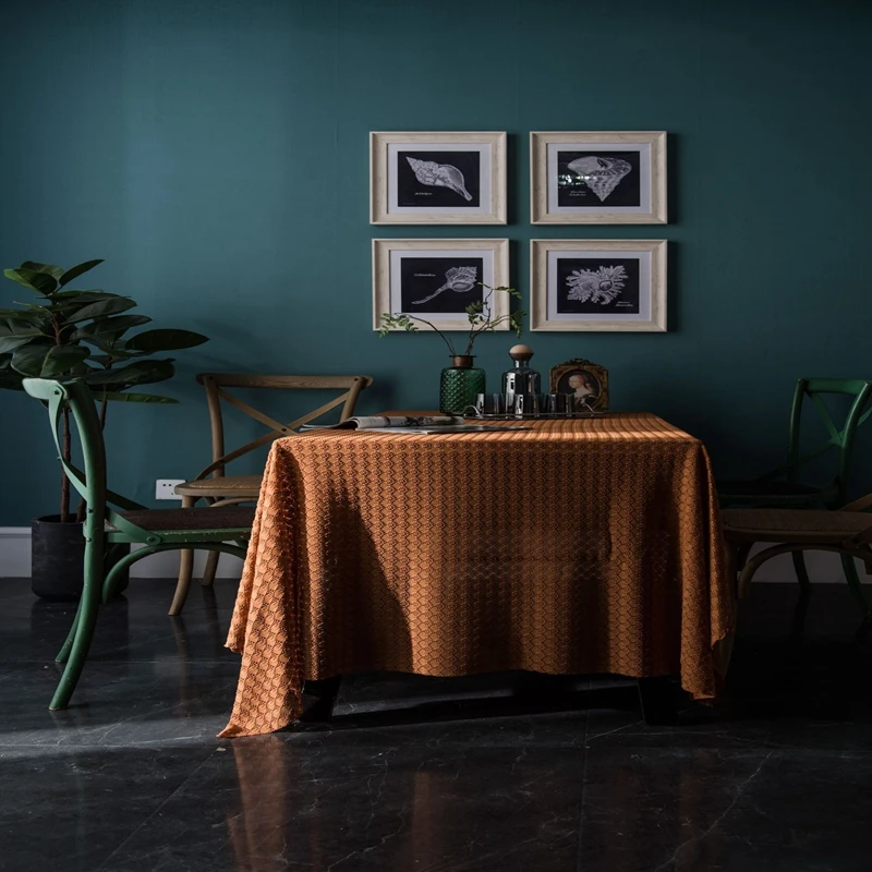 

Скатерть кружевная жаккардовая, однотонная прямоугольная кружевная скатерть во французском стиле ретро для кофейного чая и столового декора, полый чехол для стола