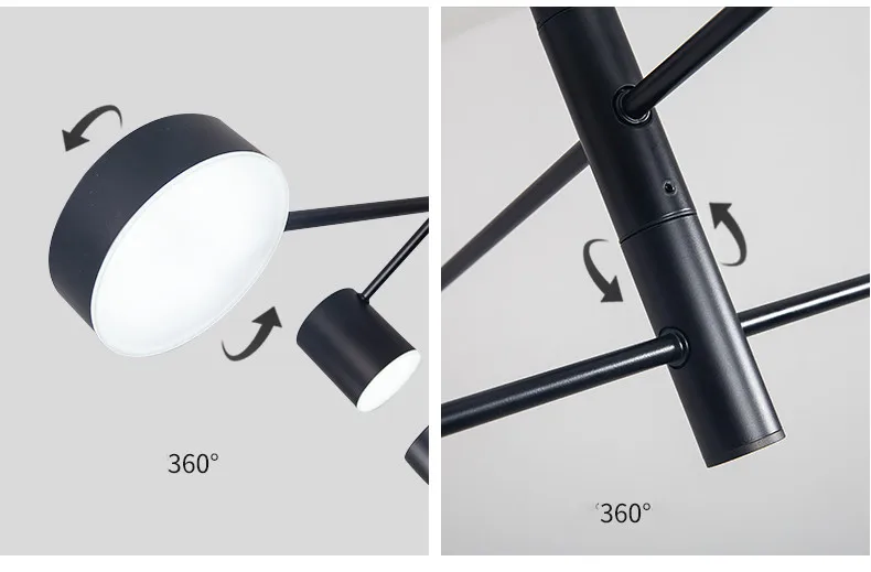 Nordic Led Ceiling Chandelier Light Lamp with Black Round Long for the Living Room Loft Bedroom Hall Dining Room Home Decor Lamp