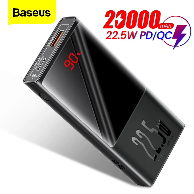 Baseus Power Bank 20000 мАч USB Type C PD QC 3 0 10000 Powerbank со светодиодным дисплеем портативное