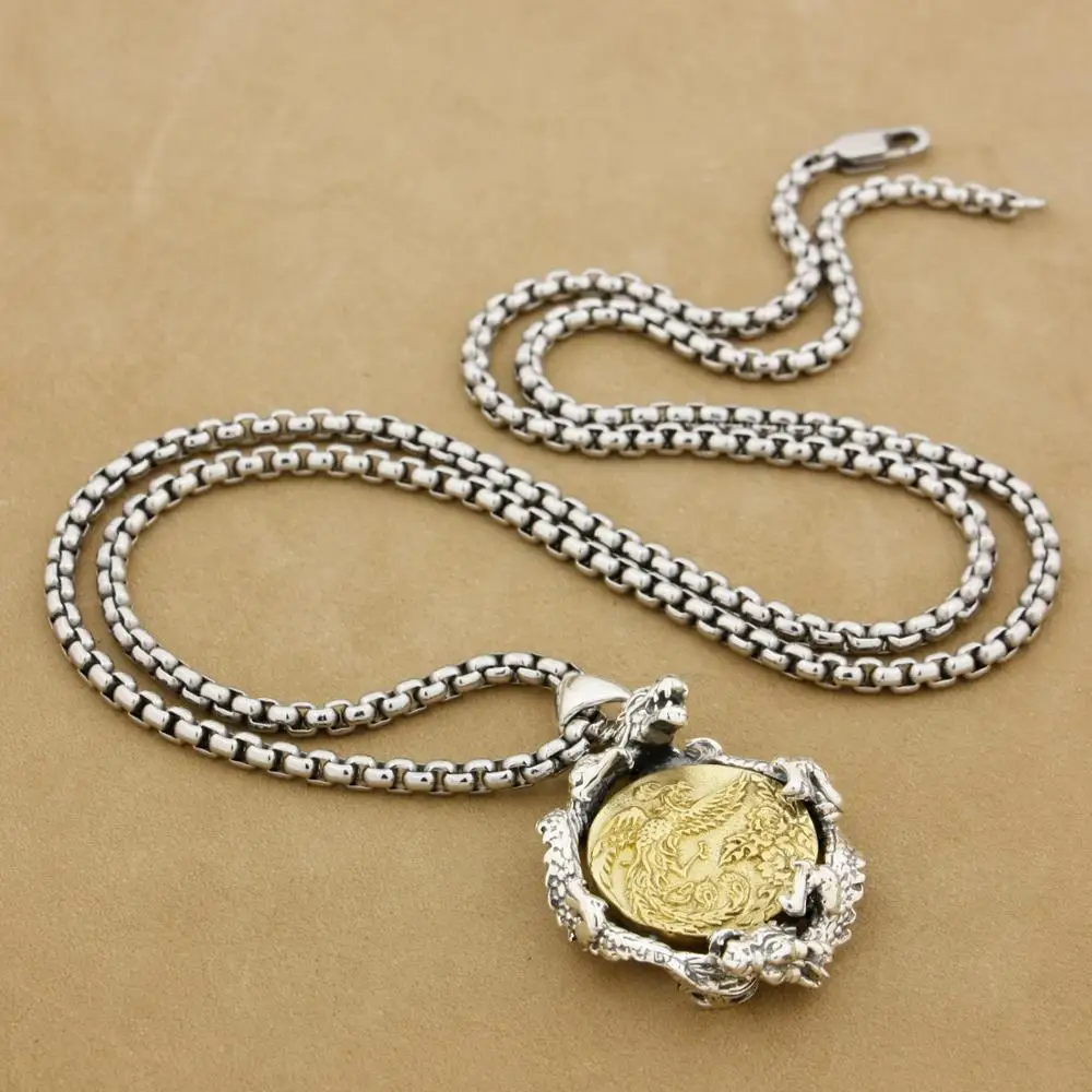 Дракон и латунь Феникс 925 пробы серебряный мужской мальчик байкер рок панк кулон