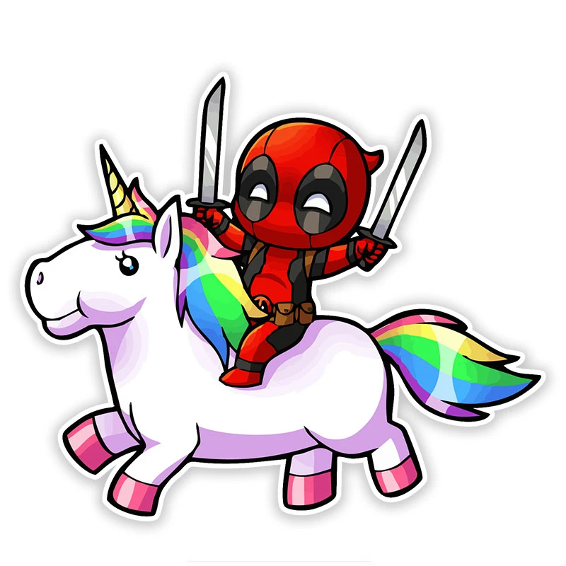 

15cm for Cute Deadpool on Unicorn Window Wall Bedroom Auto Motorcycle Laptop Car Sticker Decal Car Accessories