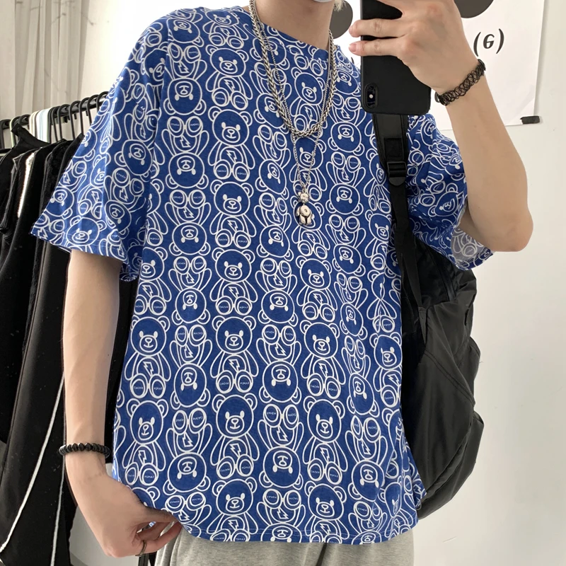 

Harajuku Summer Korean Ins Tide American Retro Cartoon Printed Short-sleeved T-shirt for Men and Women Asos Oversized T-shirt