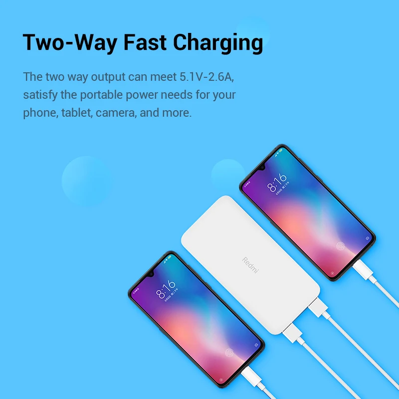 Xiaomi Redmi power Bank 20000 мАч портативное зарядное устройство Внешний аккумулятор