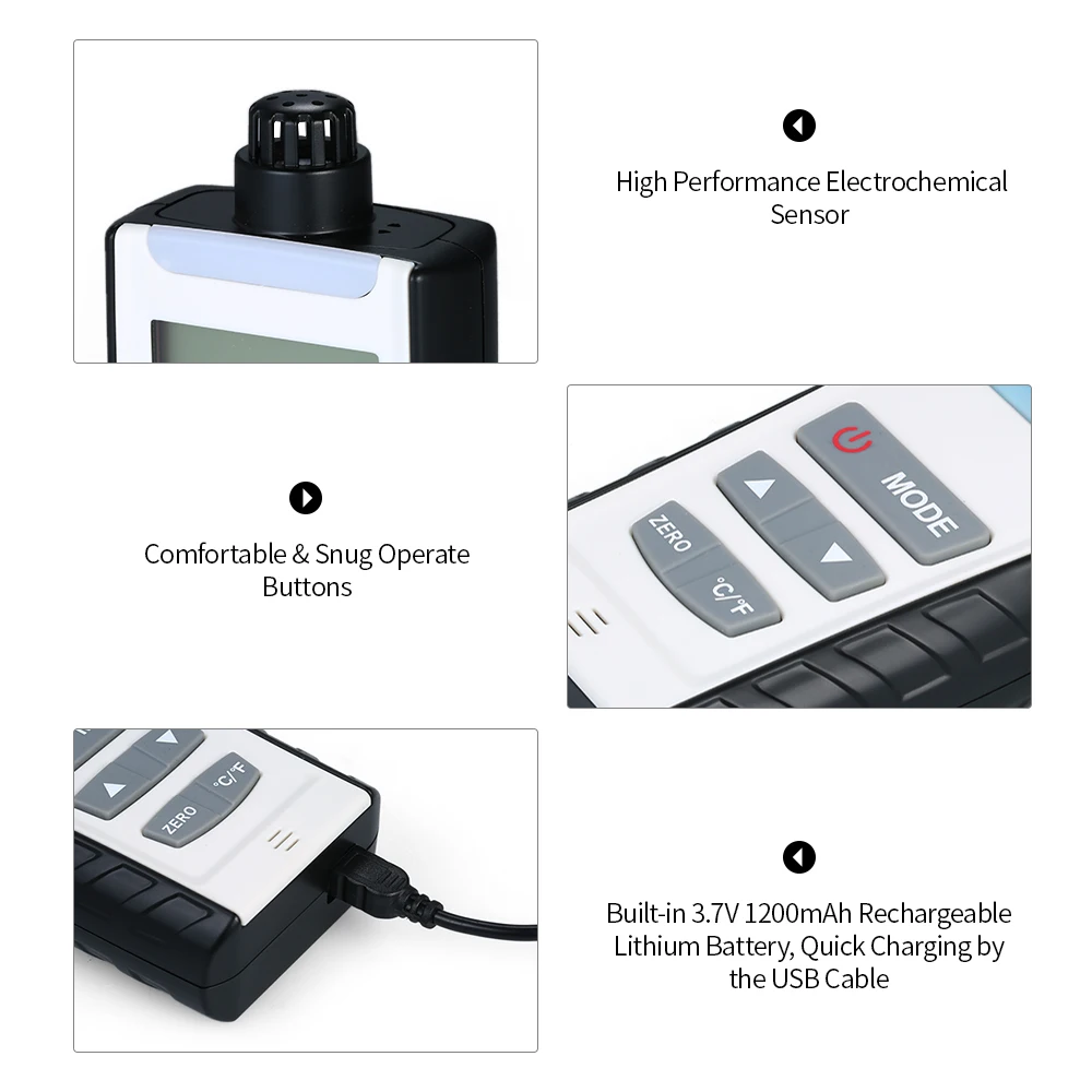 

High Sensitivity Oxygen Meter Portable Oxygen Concentration Detector with LCD Display Sound-light Vibration Alarm