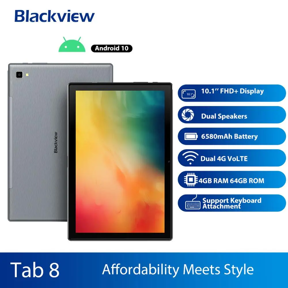 Blackview Dual 4G VoLTE планшет экран 10 1 дюймов Восьмиядерный Android 0 6580 мАч|Смартфоны| |
