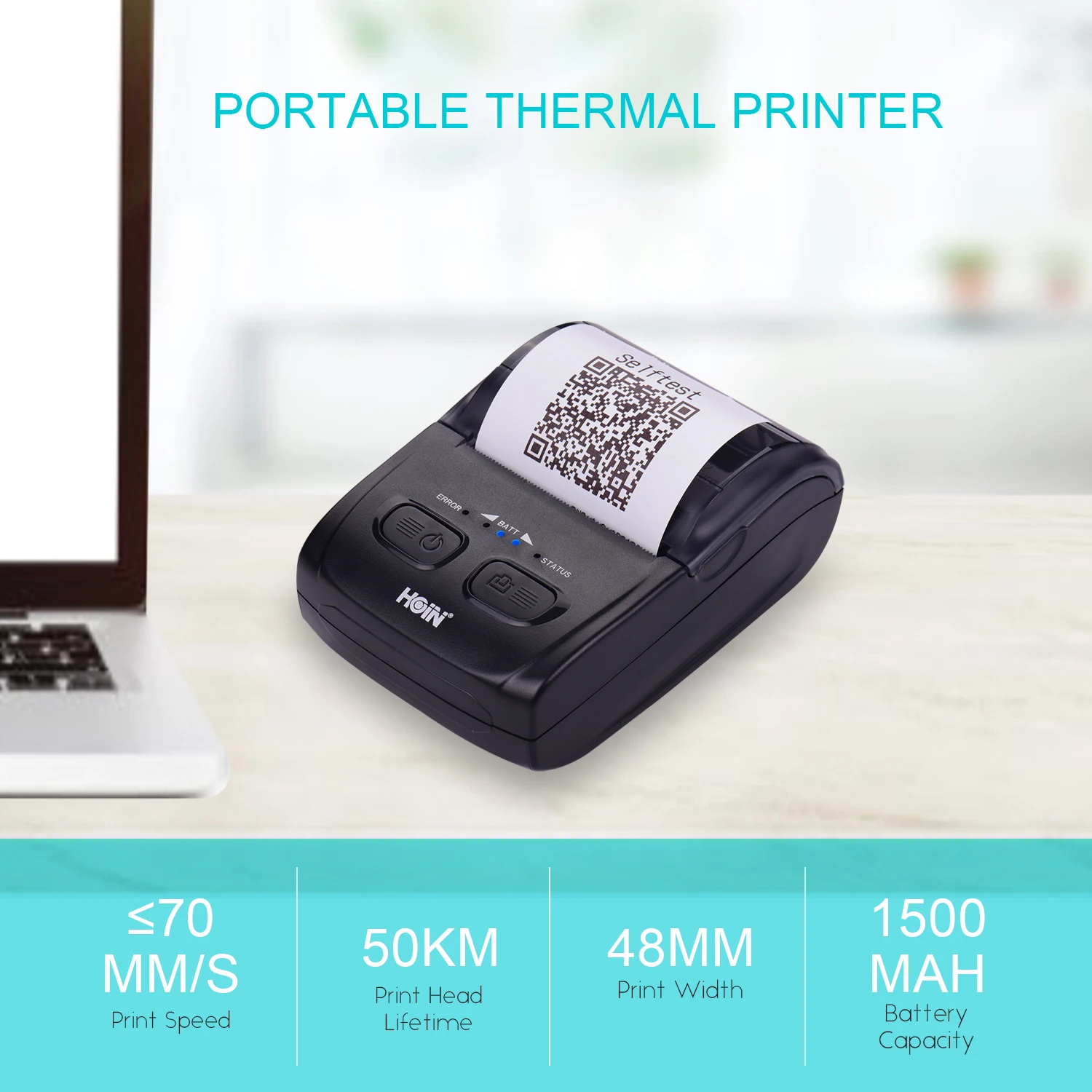 Портативный 58 мм Термальный чековый принтер портативный штрих кодов USB BT