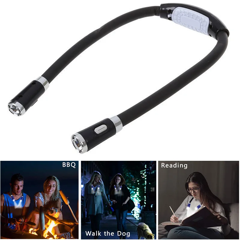 

4LED Reading Light 3 Modes Portable Flashlight Flexible Neck Hug Book Light Outdoor Cave Lighting Camping Light Night Light
