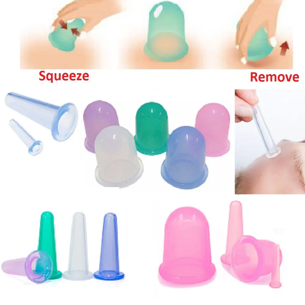 

4 шт., силиконовые вакуумные чашки для массажа лица и спины