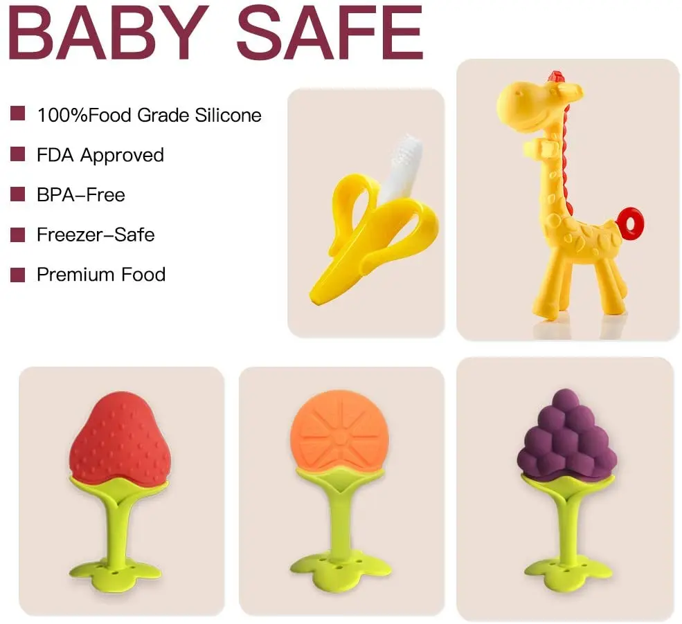 1pcs BPA Free Baby Teething DIY Toy for Pacifier Clips Newborn Animal Fruit Food Grade Silicone Rodent Tiny Rod Teether | Мать и ребенок