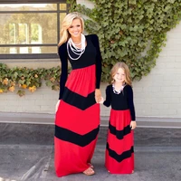 mother daughter dresses family matching clothes women kids girl printing stripes dress mommy and me clothes t shirt dress