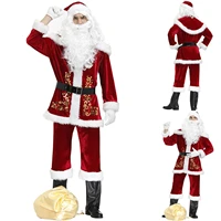 christmas santa claus costume cosplay santa claus clothes fancy dress in christmas men 8pcslot costume suit for adults hot