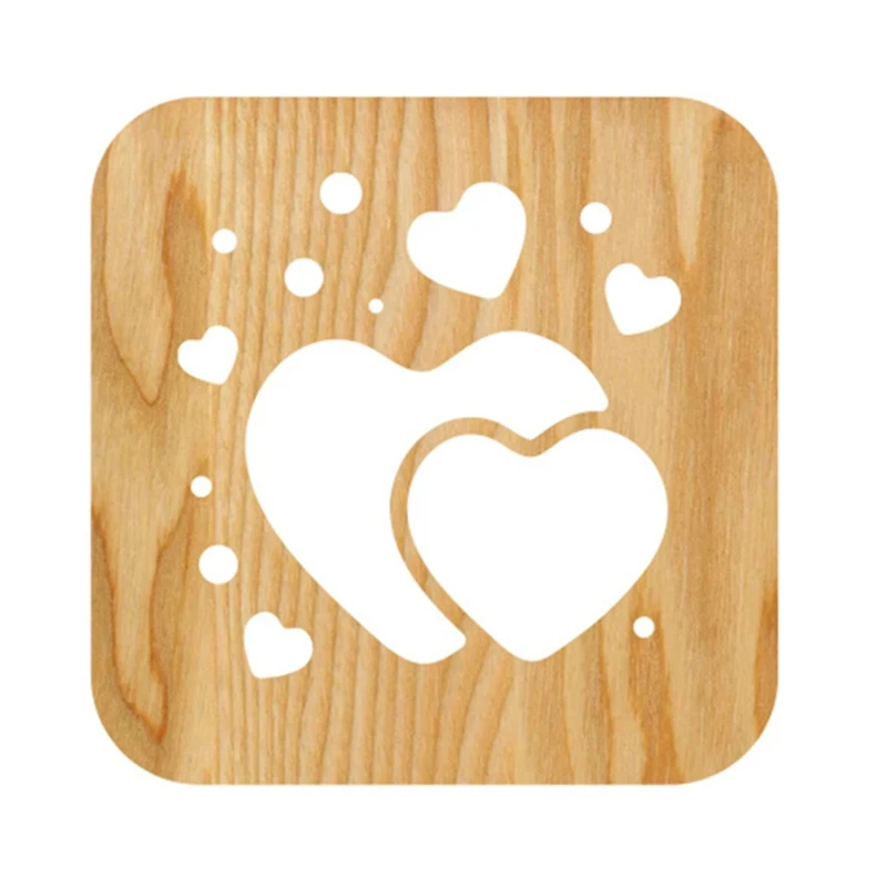 

3D Wooden Hearts Night Light LED Table Lamp Valentine's Day Gift Bedroom Coffee Shop Home Decoration