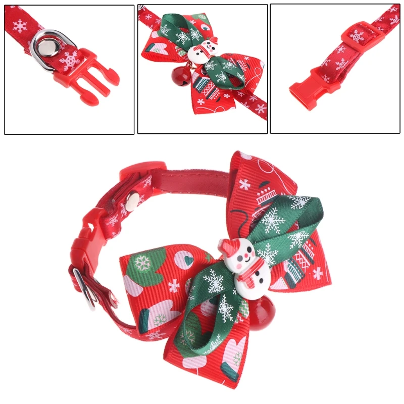 

Christmas Santa Claus Pet Dogs Cats Puppy Bell Bow Tie Adjustable Necktie Collar