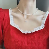 2021 fashion pearl necklaces for women baroque pearl metal charm pendants necklaces choker bead chain trendy jewelry gifts