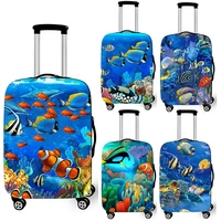 funny underwater sea animal print luggage cover elastic suitcase cover for travelling anti dust trolley cases covers