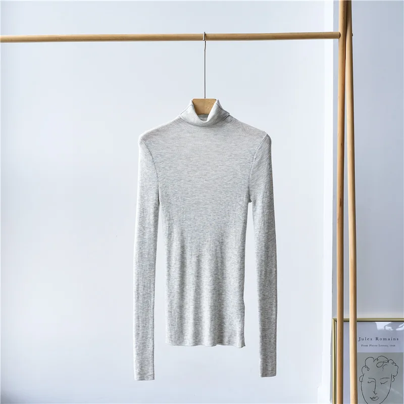 

Женский свитер, новая осенне-зимняя блузка с длинными рукавами и узким низом, свитер с высоким воротником