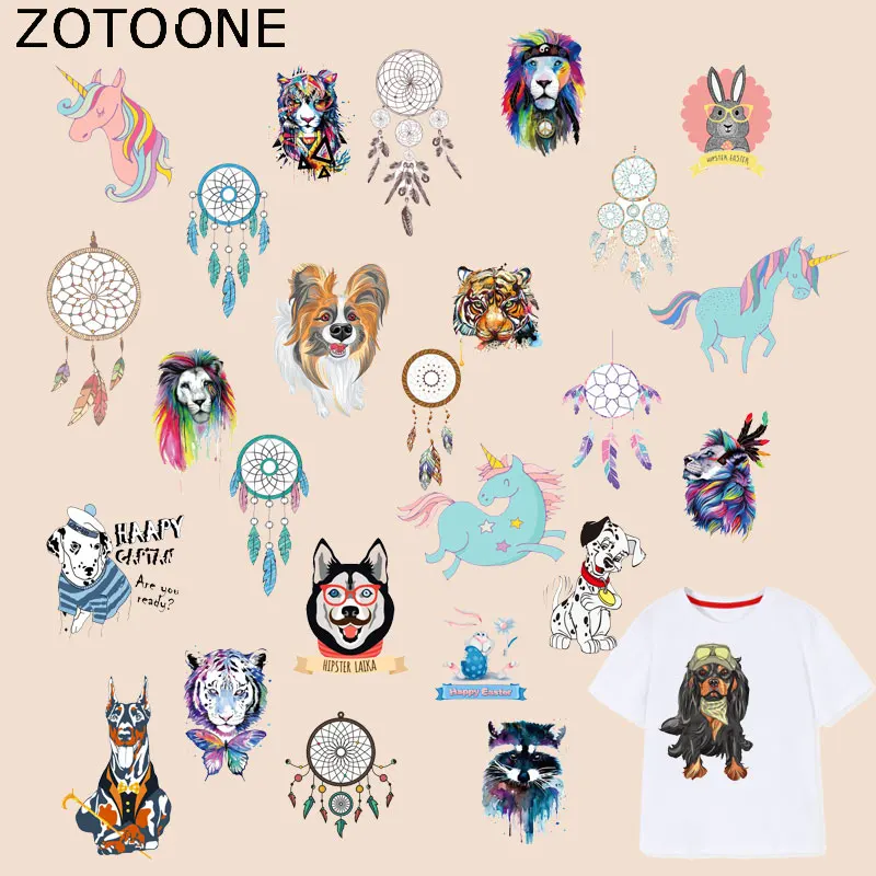 ZOTOONE милые нашивки в виде животных единорога собаки наклейки Ловца снов утюжок на