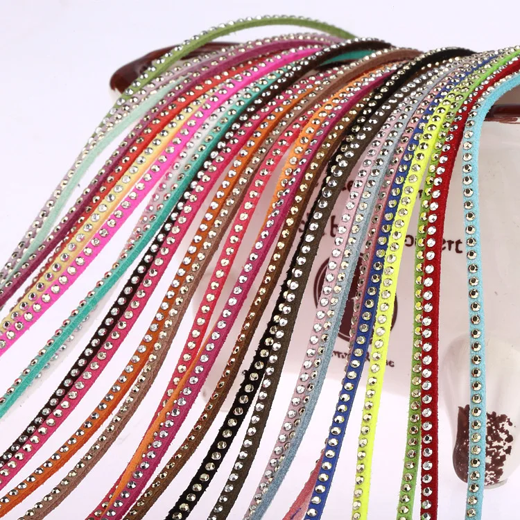 

DIY Handmade Jewelry String Rhinestone Suede Cord Hot Diamond Color Korean Velvet Necklace String Girls Jewelry Accessories