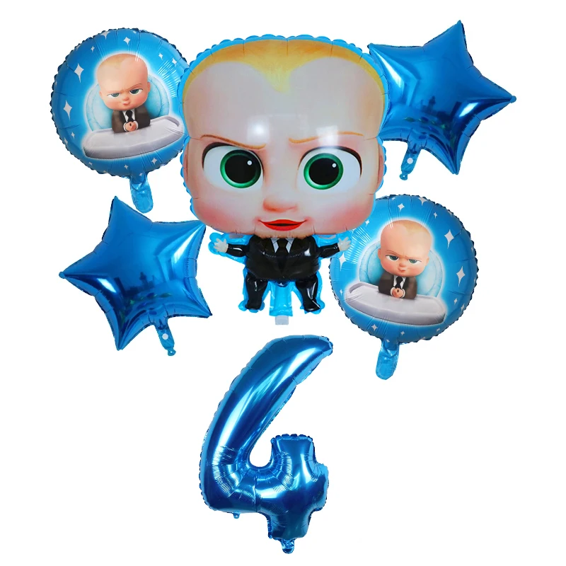 6 шт./компл. 30 дюймов номер Мультфильм босс из фольги Воздушные шары воздушные с