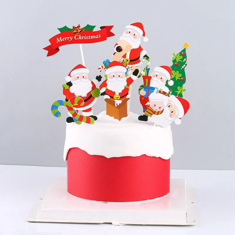 

2021 Merry Christmas Cake Topper Birthday Cakes Santa Claus Cupcake Topper Christmas Decor Cake New Year Gifts Natal Noel Cake