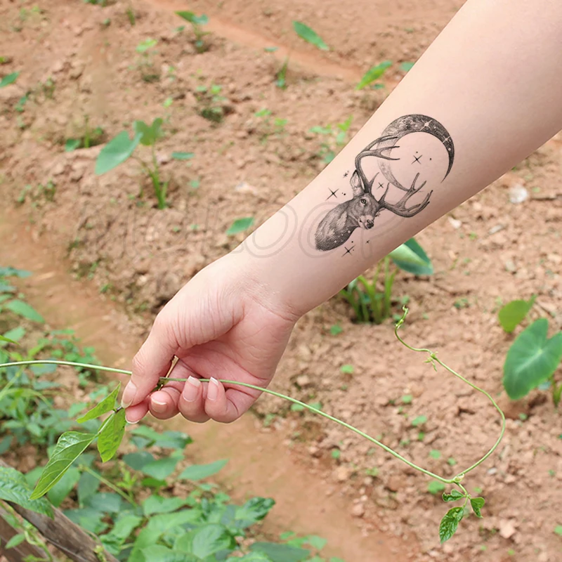 

Lunar Moon Deer Star Pattern Temporary Tattoo Sticker Fake Tattoos for Kids Women Men Body Makeup Waterproof Stickers