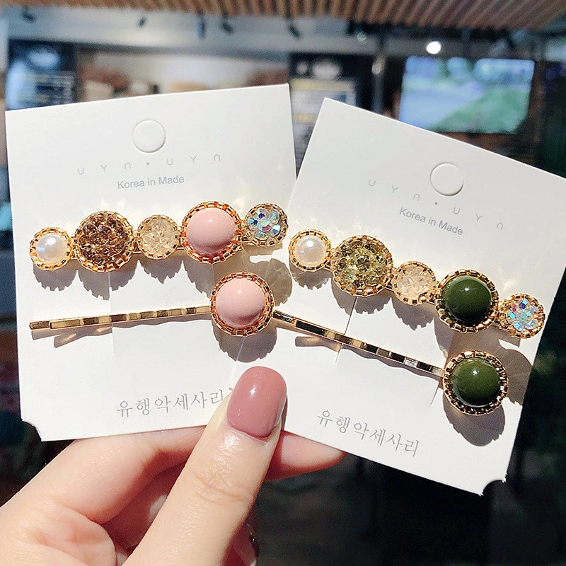 2 шт./компл. Корейская Милая заколка для волос с жемчугом и кристаллами простая