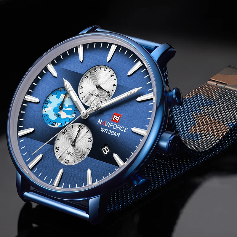 Часы наручные NAVIFORCE Мужские кварцевые модные водонепроницаемые Роскошные