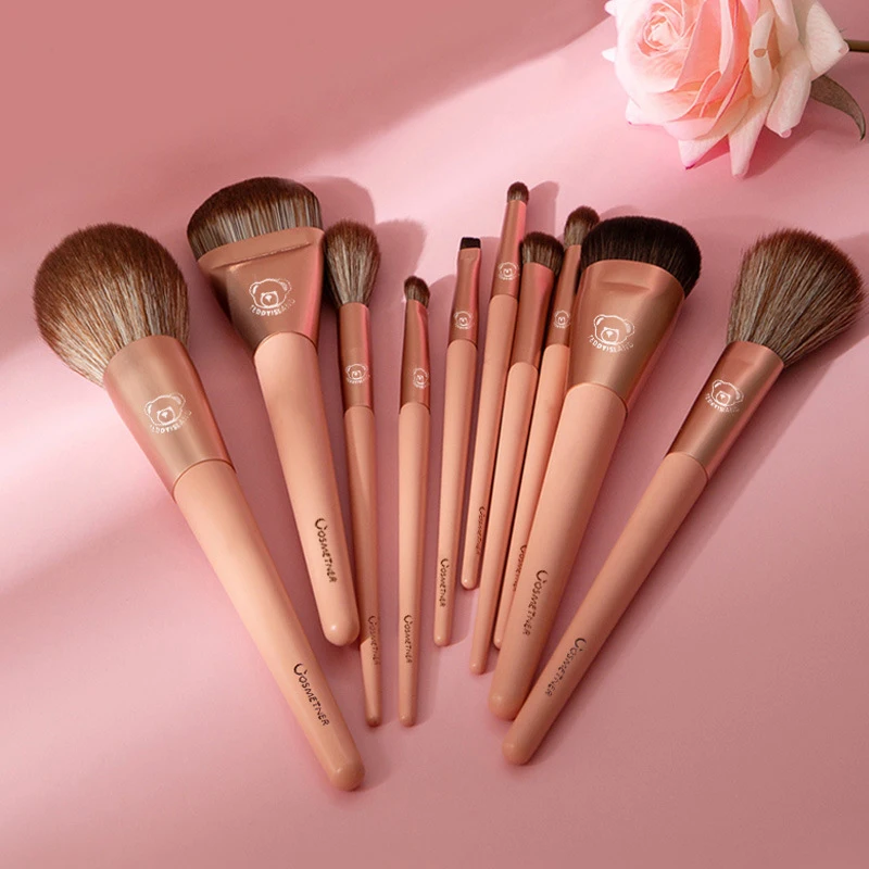 

New 11Pcs Makeup Brushes Set Synthetic Hair Make Up Brush Rose Gold Foundation Powder Contour Eyeshadow Makeup Brushes