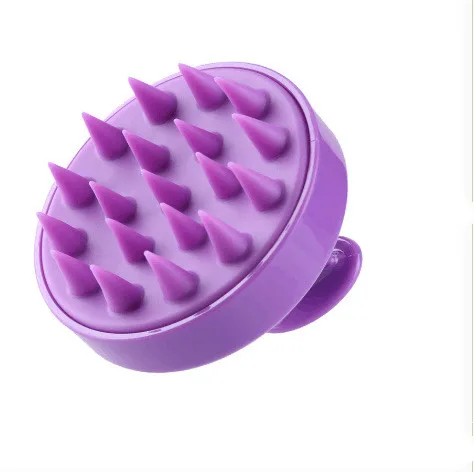 Purple Ручной силиконовый шампунь для головы Массажная щетка для мытья душа расческа для волос мини-голова Меридиан Массажная расческа для похудения - Цвет: Purple