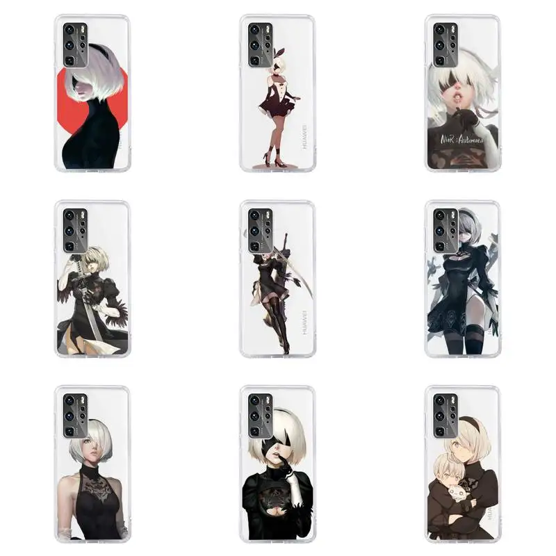 

Anime Nier Automata 2b Phone Case For Huawei P40 P30 P20 Mate Honor 10i 30 20 i 10 40 8x 9x Pro Lite Transparent Cover
