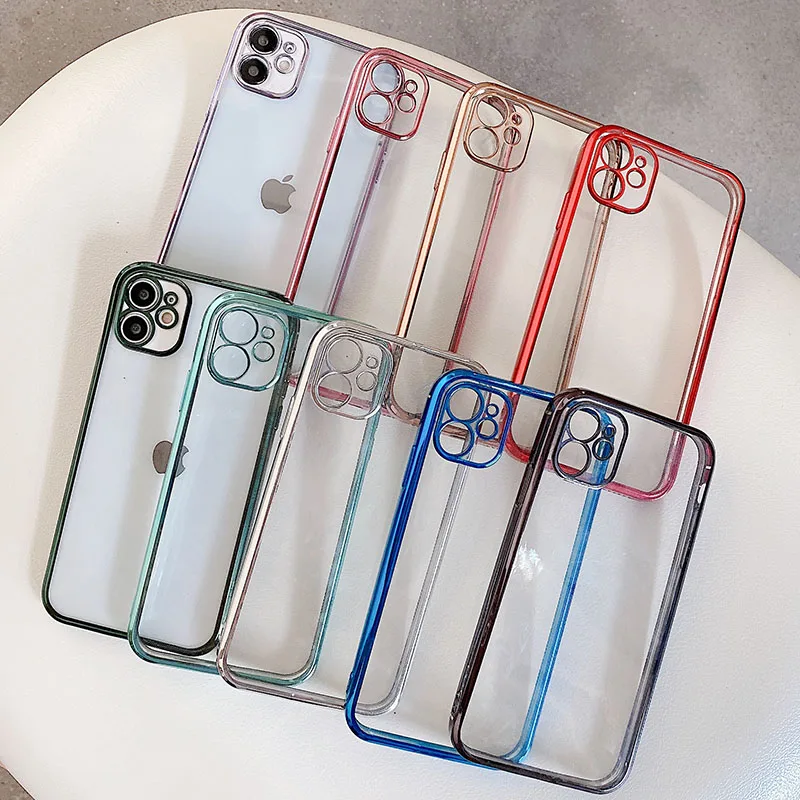 

Soft TPU Armor Transparent Case for iPhone 11 12 Pro 8 7 Plus Xr XsMax X Xs SE2 12 Camera Lens Protection Cover for 12 Mini