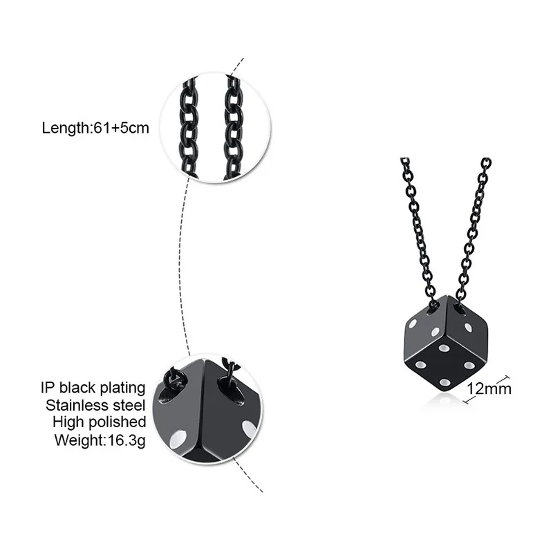 

2020 Original South Korea Japan and Harajuku Style Retro Simple Lucky Dice Necklace Men and Women Hip Hop Party Jewelry