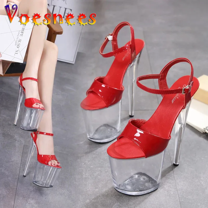 2021 New Summer Women Sandals PVC Transparent Female Shoes Crystal Waterproof Platform Sexy Super High Heels 20CM Ladies | Обувь