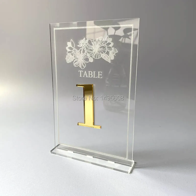 Золотые Зеркальные настольные номера Свадебный декор стола акриловые