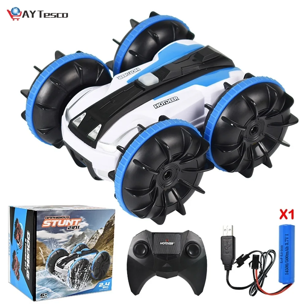 

Popit 360 Rotate RC Remote Control Stunt Car 2 Sides Waterproof Driving On Water And Land Amphibious Electric Toys For Children