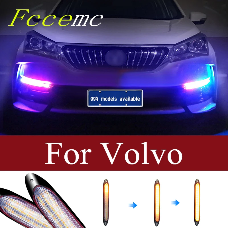 

2pcs LED DRL Car Daytime Running Light Strip For Volvo XC60 XC90 S60 V70 S80 S40 V40 V50 XC70 V60 C30 850 C70 XC Kia KX5 K2 K5