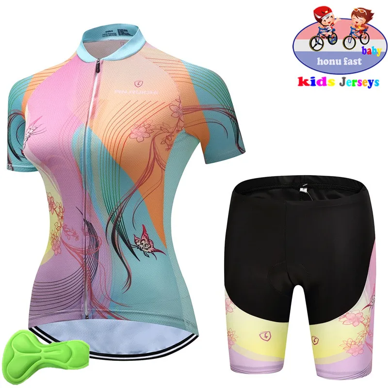 

2021 New Summer Children Cycling Jersey Set Kids Breathable Biking shirts Short Sleeve girl Shorts Bicycle Clothing Suit
