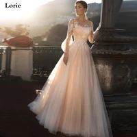lorie champagne princess wedding dress a line puff sleeve wedding gowns boho lace appliques lace bridal dresses